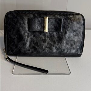 Chloe Lily Continental Black Pebbled Leather Wallet